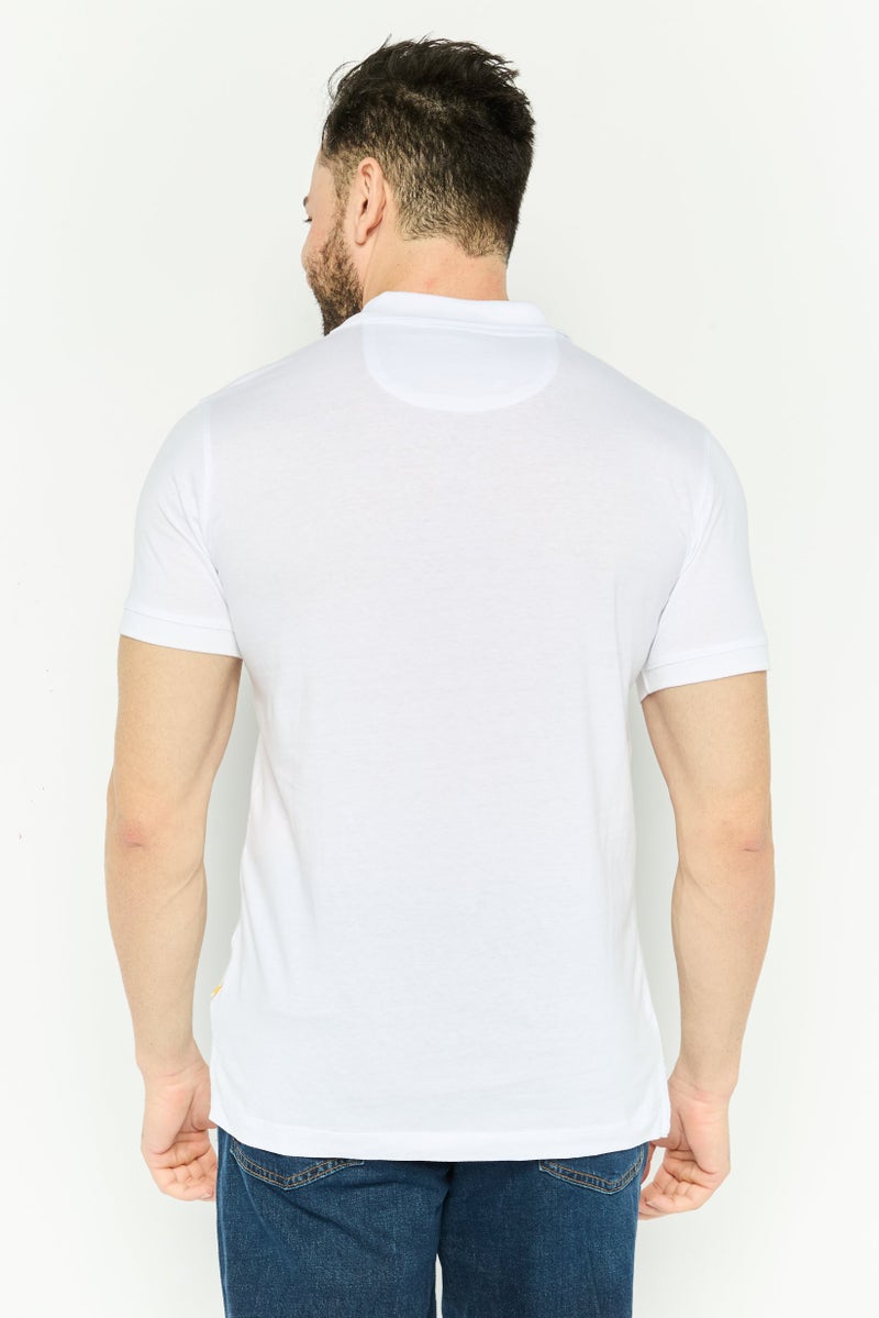 Gazzarrini قميص بولو بأكمام قصيرة للرجال بتصميم جرافيكي، أبيض - Image 4